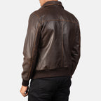  Men's Distressed Brown Leather Bomber