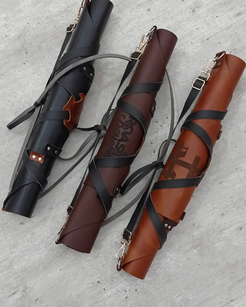 Personalized Full Grain Leather Apron with Knife Holster & Bottle Holder | BBQ Gift for Him