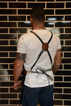 Personalized Full Grain Leather Apron with Knife Holster & Bottle Holder | BBQ Gift for Him