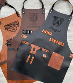 Personalized Full Grain Leather Apron with Knife Holster & Bottle Holder | BBQ Gift for Him