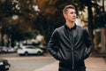 Men's Leather Bomber Jacket